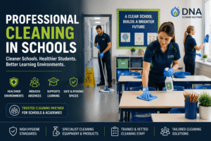 School cleaning with DNA Cleaning Solutions for healthier environments.