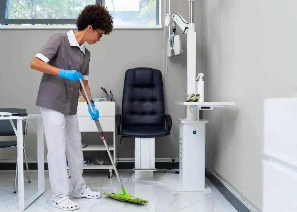 Medical centre cleaning in a clinic consulting room